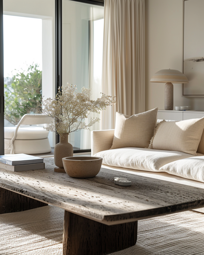 Deep cleaned modern living room in West Hollywood with natural light and minimalist interior design