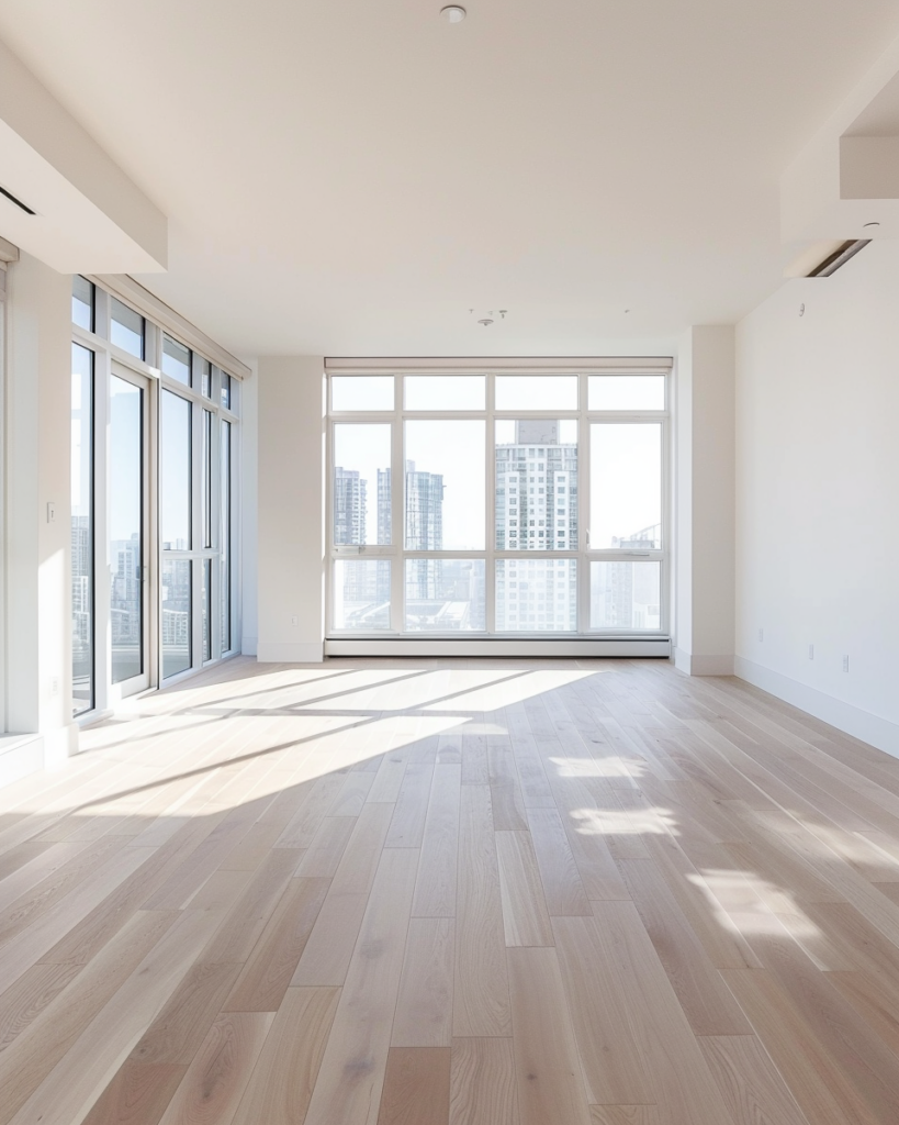 Empty apartment after move-out cleaning in West Hollywood with clean floors and natural light