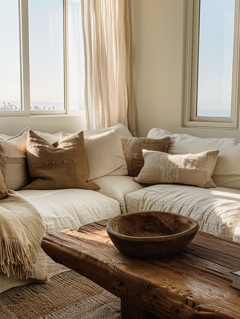 Clean coastal apartment interior with ocean view in Santa Monica