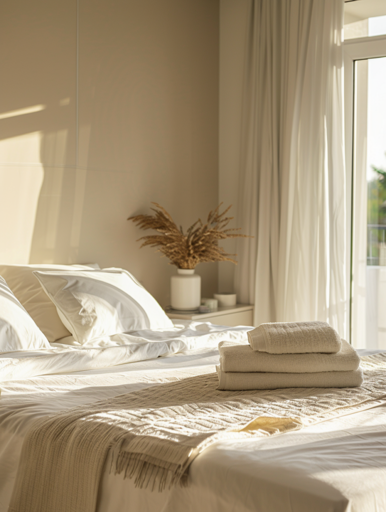 Clean Airbnb bedroom prepared after vacation rental cleaning service in Los Angeles