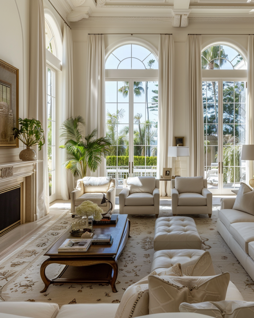 Bright luxury living room in Beverly Hills after detailed deep cleaning service