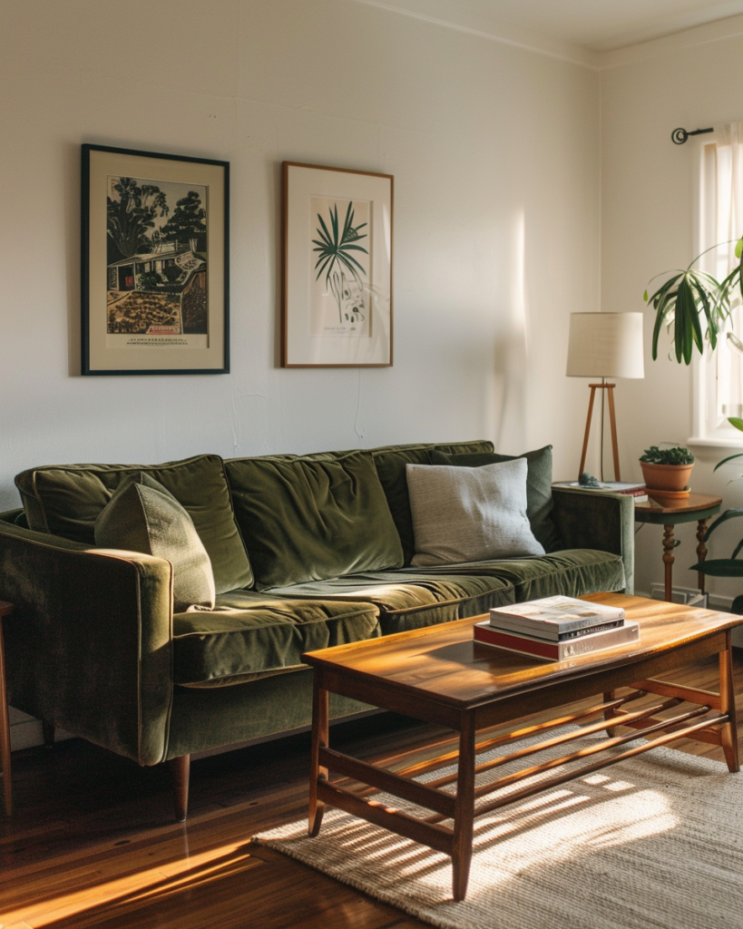 Stylish Hollywood apartment living room after professional apartment cleaning service