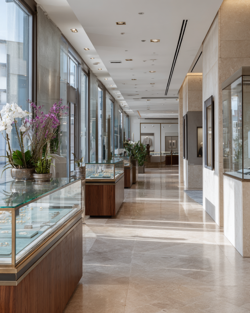 Professional retail store cleaning for a luxury jewelry store in Los Angeles